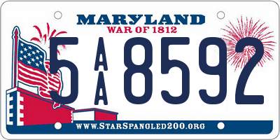 MD license plate 5AA8592