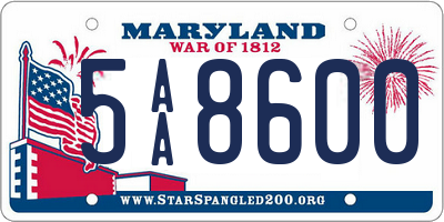 MD license plate 5AA8600