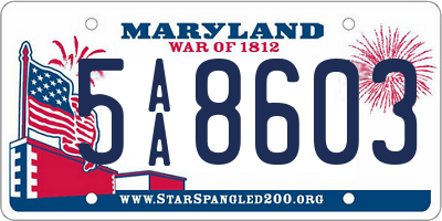 MD license plate 5AA8603