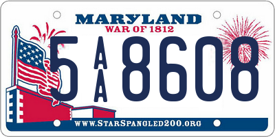 MD license plate 5AA8608