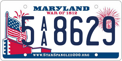 MD license plate 5AA8629