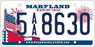 MD license plate 5AA8630