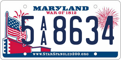 MD license plate 5AA8634