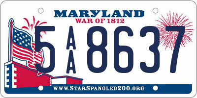 MD license plate 5AA8637