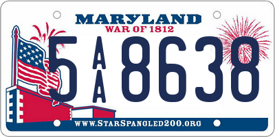 MD license plate 5AA8638