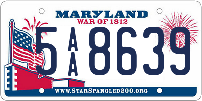 MD license plate 5AA8639