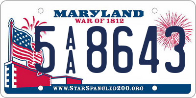 MD license plate 5AA8643