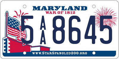 MD license plate 5AA8645