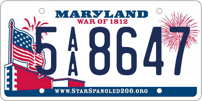 MD license plate 5AA8647