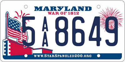 MD license plate 5AA8649