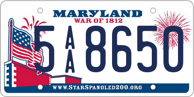 MD license plate 5AA8650