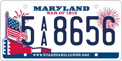 MD license plate 5AA8656