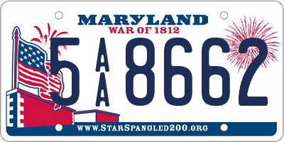 MD license plate 5AA8662
