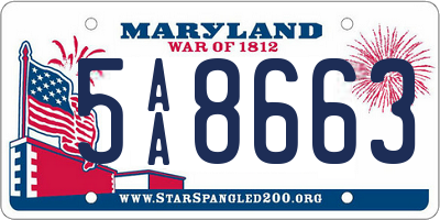 MD license plate 5AA8663