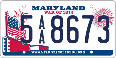 MD license plate 5AA8673