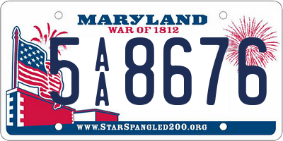 MD license plate 5AA8676