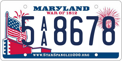 MD license plate 5AA8678