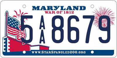 MD license plate 5AA8679