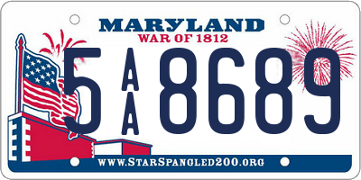 MD license plate 5AA8689