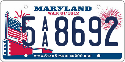 MD license plate 5AA8692