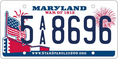 MD license plate 5AA8696