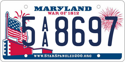 MD license plate 5AA8697