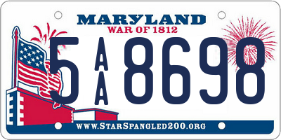 MD license plate 5AA8698