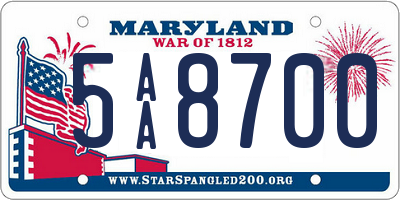 MD license plate 5AA8700