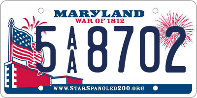 MD license plate 5AA8702