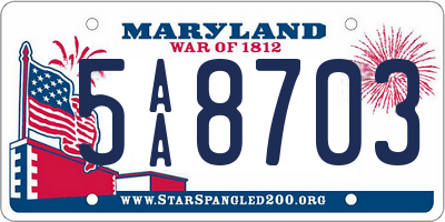 MD license plate 5AA8703