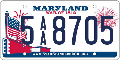 MD license plate 5AA8705