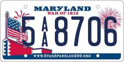 MD license plate 5AA8706