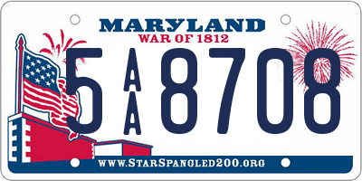 MD license plate 5AA8708