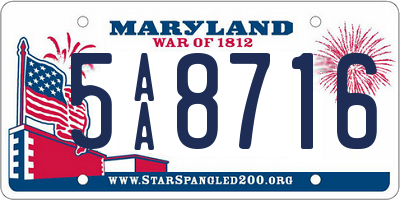 MD license plate 5AA8716