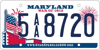 MD license plate 5AA8720