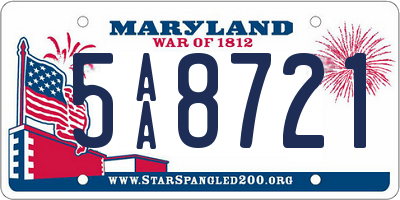 MD license plate 5AA8721