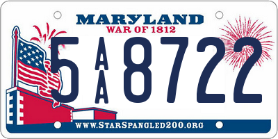 MD license plate 5AA8722