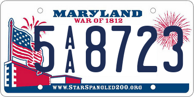 MD license plate 5AA8723