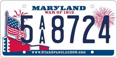 MD license plate 5AA8724