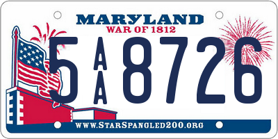 MD license plate 5AA8726