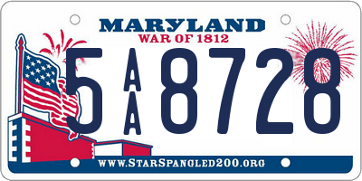 MD license plate 5AA8728