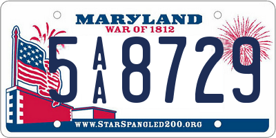 MD license plate 5AA8729