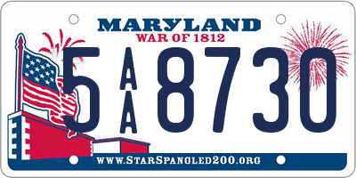 MD license plate 5AA8730