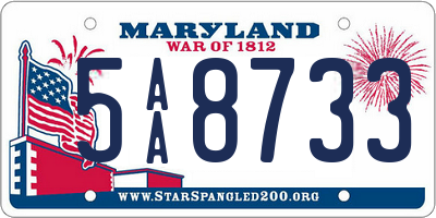 MD license plate 5AA8733