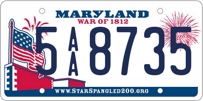 MD license plate 5AA8735