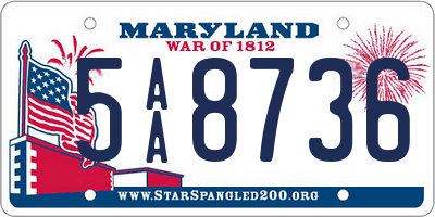 MD license plate 5AA8736