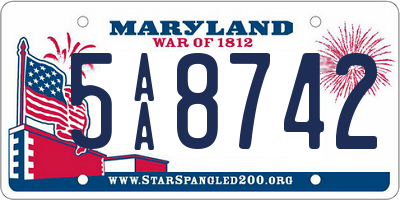 MD license plate 5AA8742