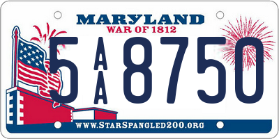 MD license plate 5AA8750