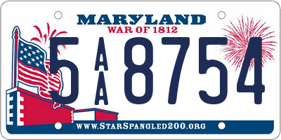 MD license plate 5AA8754