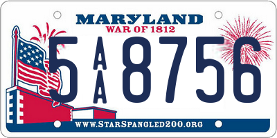 MD license plate 5AA8756
